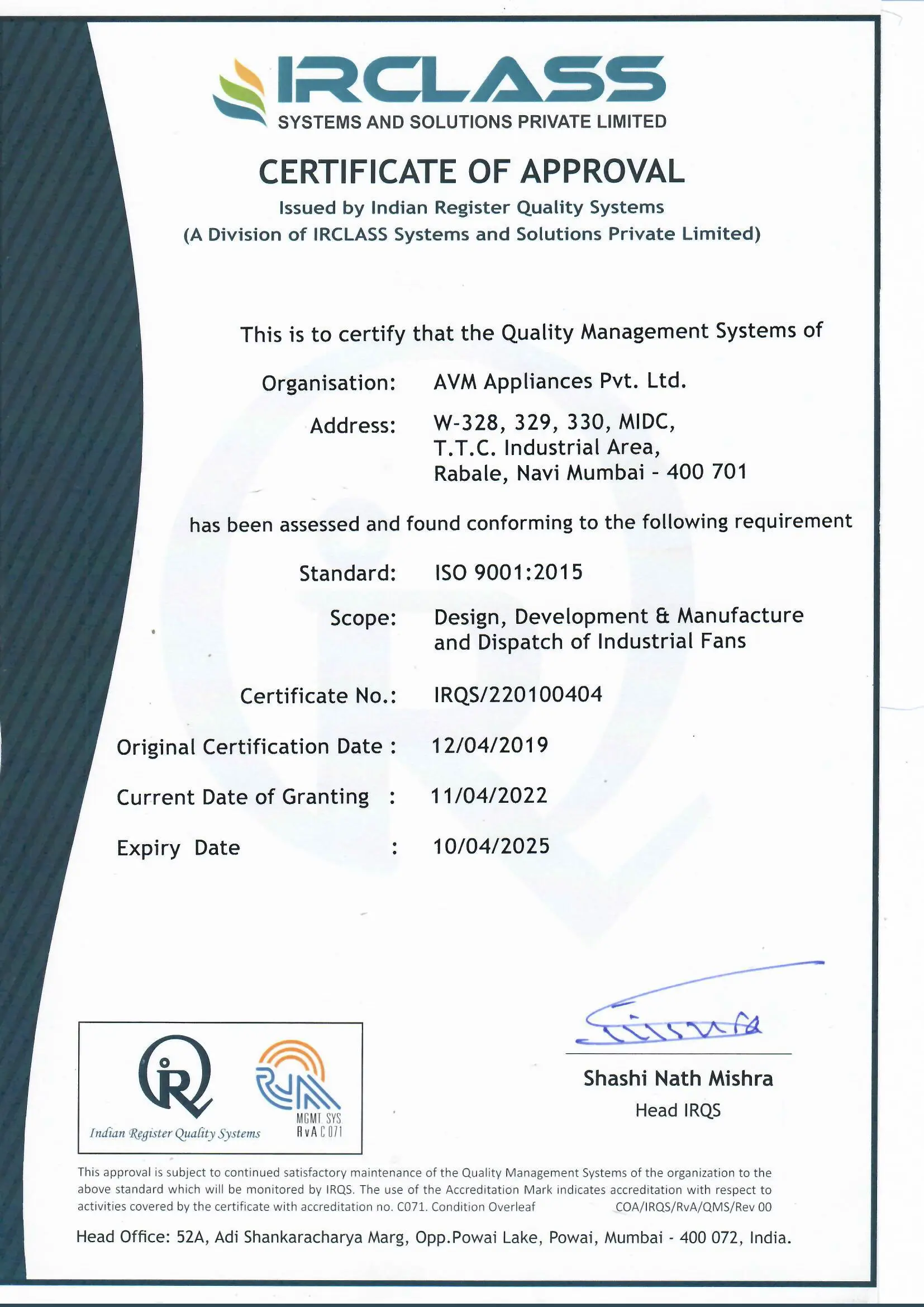 ISO 9001 : 2015 by TUV NORD