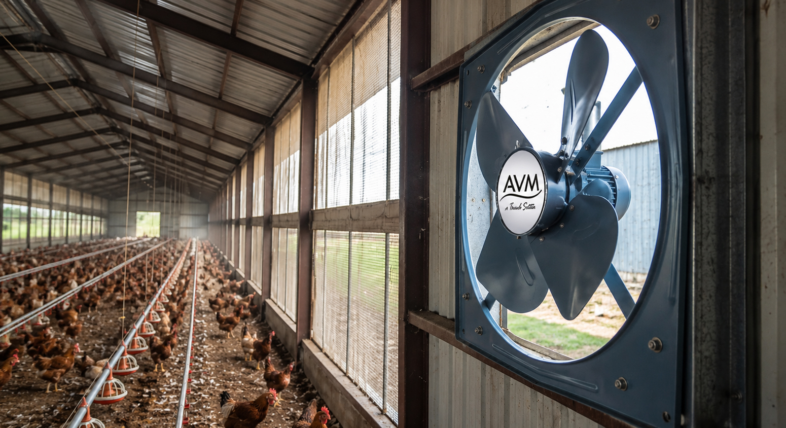 Ventilation fans in an agricultural facility