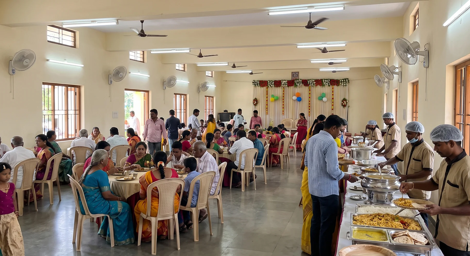 Air circulation in a banquet hall