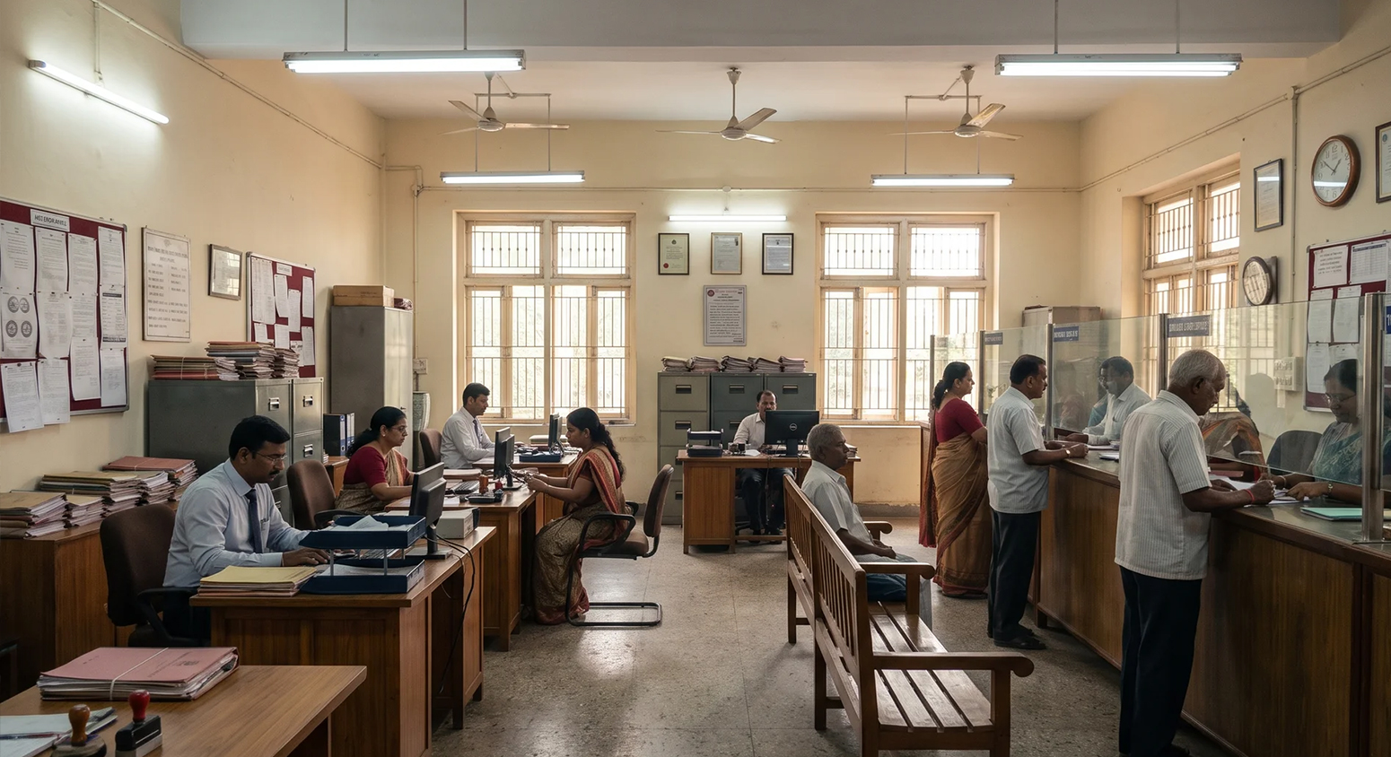 Ventilation fans in a government office