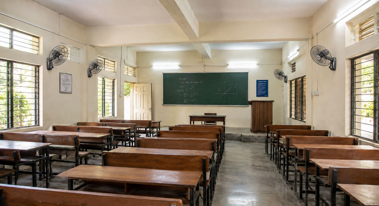 Ventilation fans in an institutional building